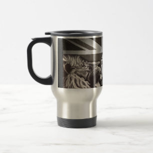 Black and White Proud Lion Union Jack #Brexit Travel Mug