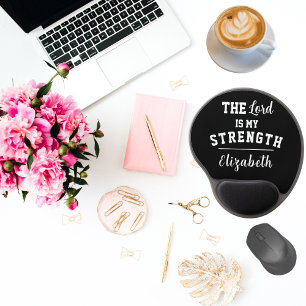 Black and White Psalm 28:7 The Lord is My Strength Gel Mouse Pad
