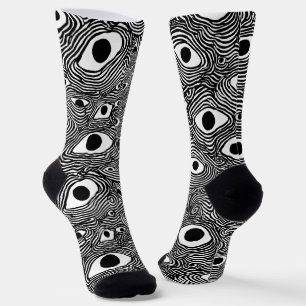 Black and White Psychedelic Design Socks