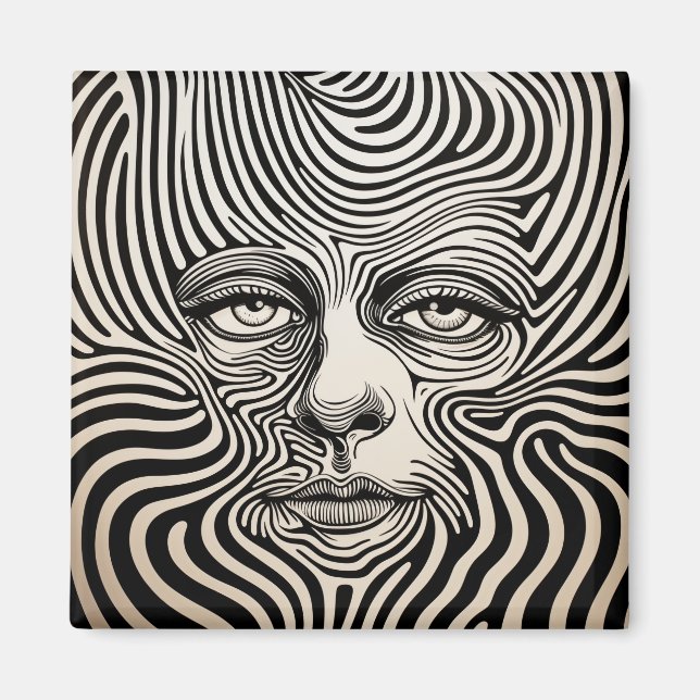 Black and White Psychedelic Designs Magnet (Front)