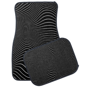 Black and white Psychedelic Linear Wavy Background Car Floor Mat