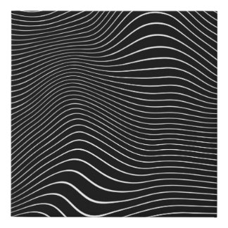 Black and white Psychedelic Linear Wavy Background Faux Canvas Print
