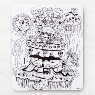 Black and White Psychedelic Mouse Pad