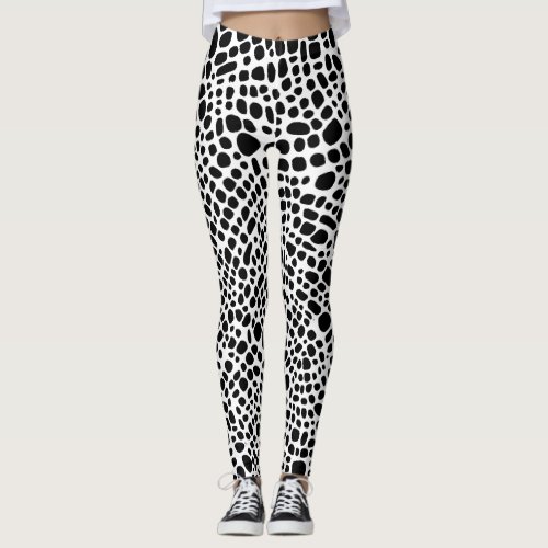 Black And White Psychedelic Skin Pattern Leggings