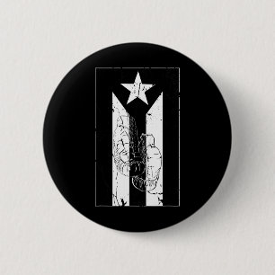 Black And White Puerto Rico Flag With Boxing Glove Button