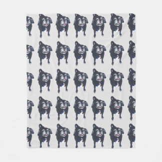 Black and White Pug Dog Fleece Blankets