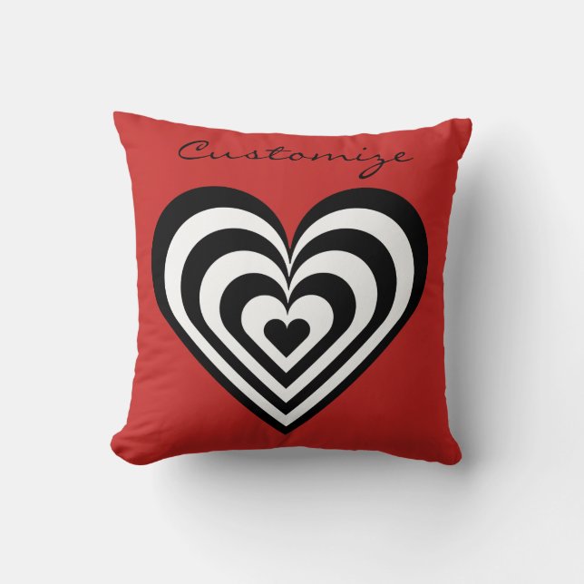 black and white pulsating heart Thunder_Cove red Throw Pillow (Front)
