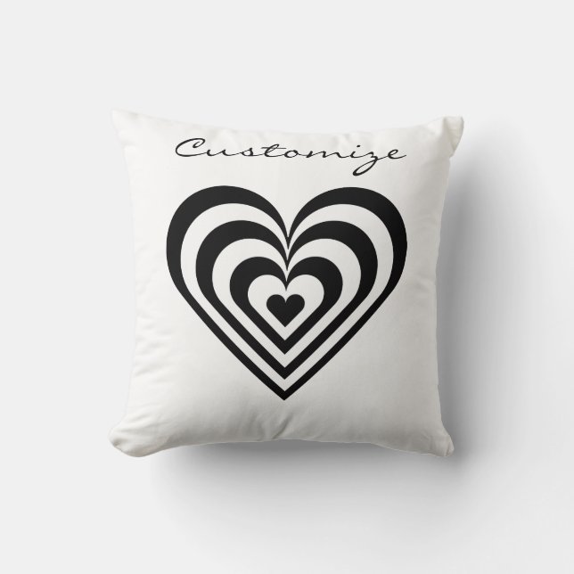 black and white pulsating zebra heart Thunder_Cove Throw Pillow (Front)
