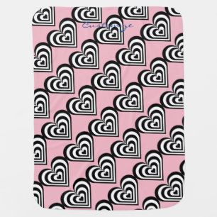 black and white pulsating zebra hearts love receiving blanket