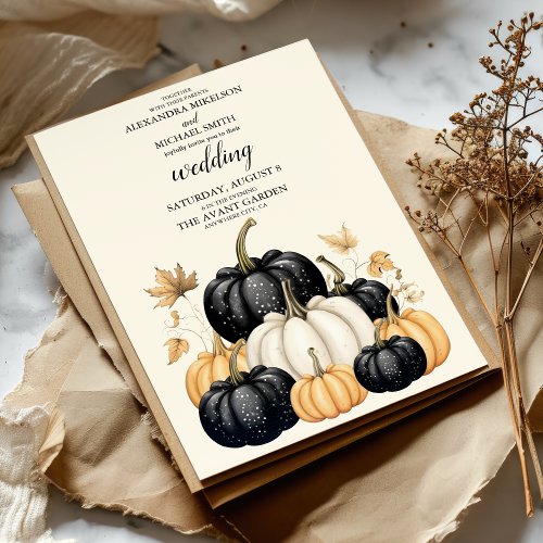 Black and White Pumpkin Wedding Invitation