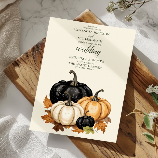 Black and White Pumpkin Wedding Invitation (Creator Uploaded)