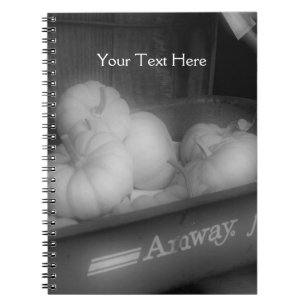 Black And White Pumpkins In Wagon Notebook