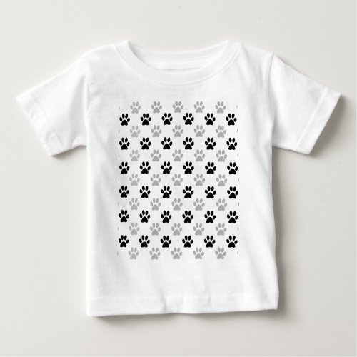 Black and white puppy paw prints baby T_Shirt