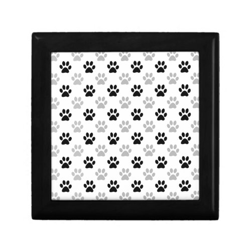 Black and white puppy paw prints gift box