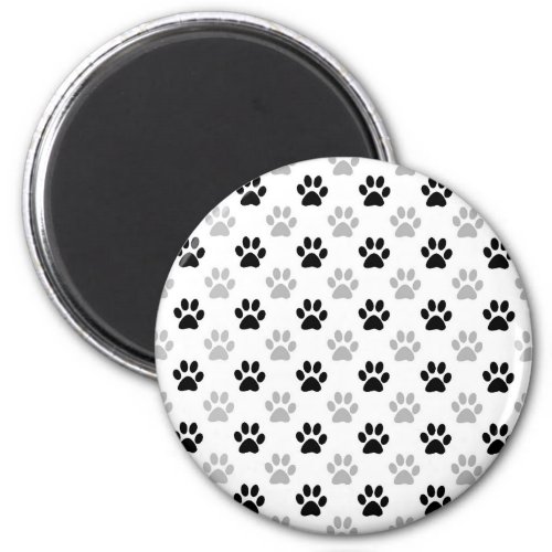 Black and white puppy paw prints magnet