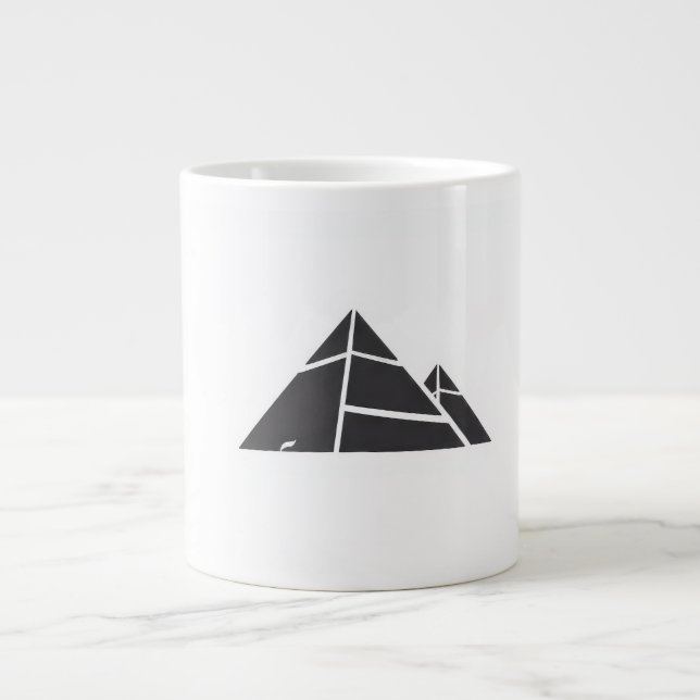 Black and White Pyramids Giant Coffee Mug (Front)