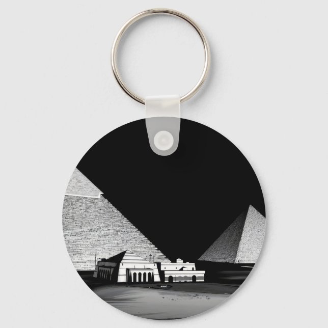 Black and White Pyramids Keychain (Front)