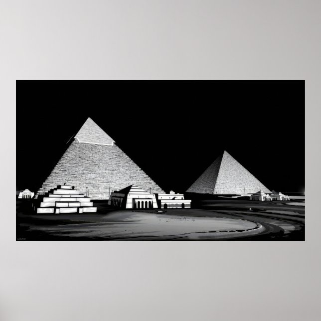 Black and White Pyramids Poster (Front)