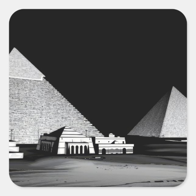 Black and White Pyramids Square Sticker (Front)