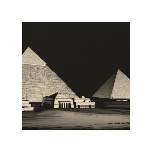 Black and White Pyramids Wood Wall Art