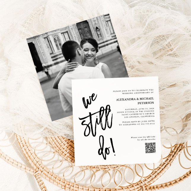 Black and White | QR Code and Photo Vow Renewal Invitation (Creator Uploaded)