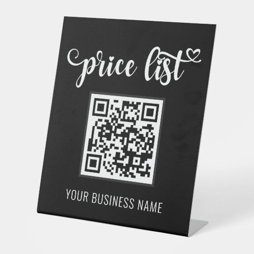 Black and White QR Code Beauty Salon Price List Pedestal Sign