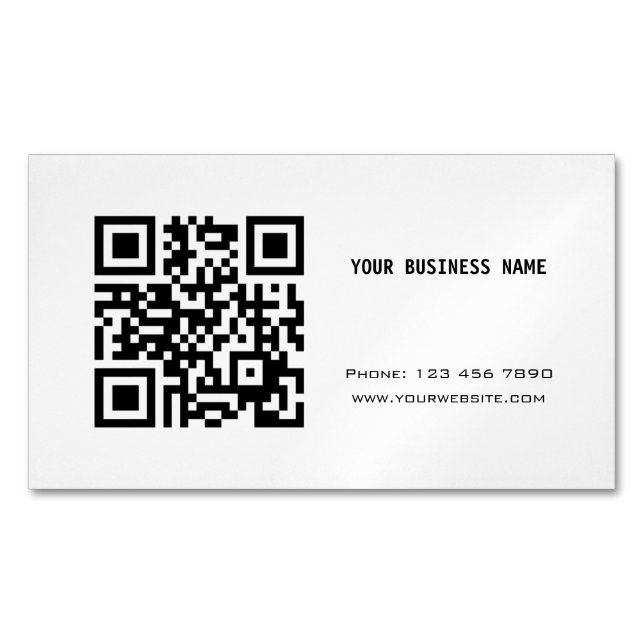Black and White QR Code Business Card Magnet (Front)