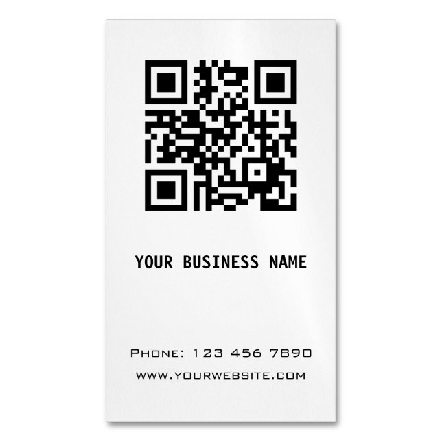 Black and White QR Code Business Card Magnet (Front Vertical)