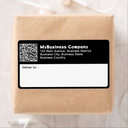 Black and White QR Code Business Shipping Label