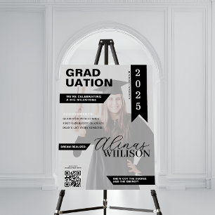 Black and white qr code magazine photo graduation foam board
