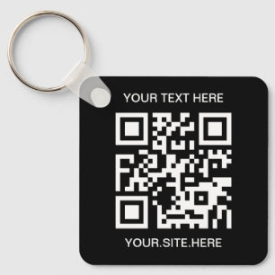 Black and White QR Code Photo Keychain