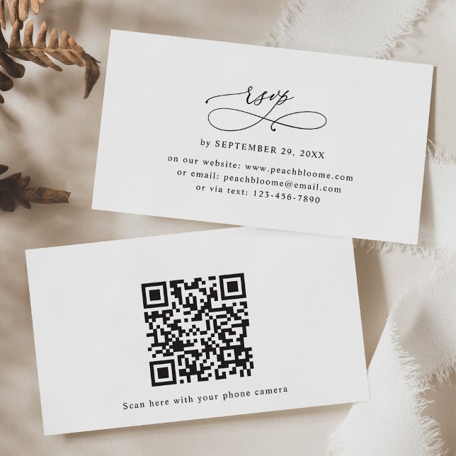 Black and White QR Code Wedding RSVP Cards (Creator Uploaded)