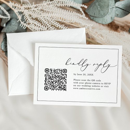 Black and White QR code Wedding RSVP Cards