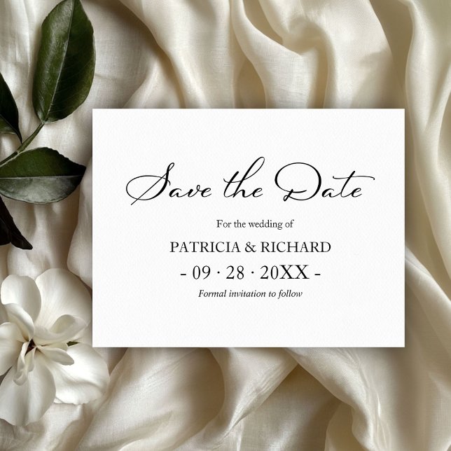 Black And White QR Code Wedding Save The Date Postcard (Creator Uploaded)