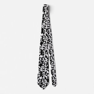 Black and White QR Motif Pattern Neck Tie