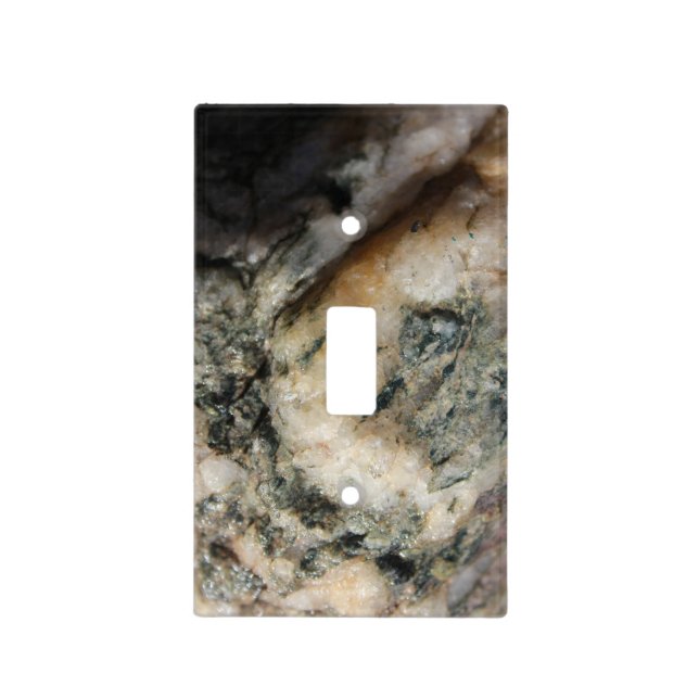 Black and White Quartz Mineral Texture Light Switch Cover (Front)