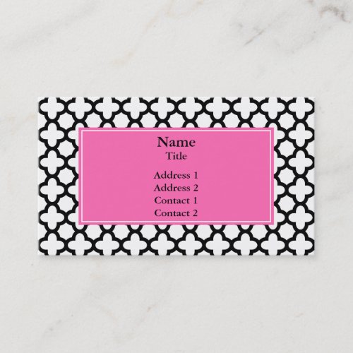 Black and White Quatrefoil Business Card Templates