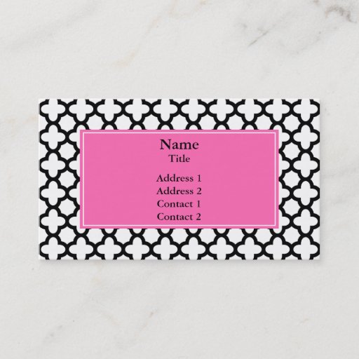 Customizable Black and White Quatrefoil Business Card Templates