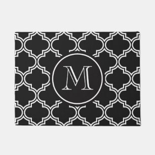 Black and White Quatrefoil Doormat