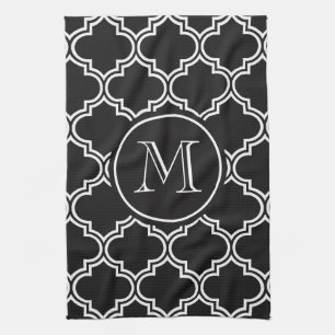 Black and White Quatrefoil Kitchen Towel