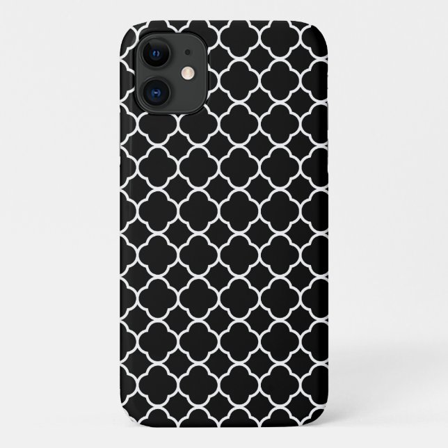 Black And White Quatrefoil, Latticework, Trellis Case-Mate iPhone Case (Back)