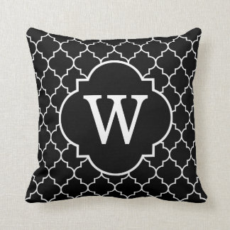 Quatrefoil Pillows - Decorative & Throw Pillows | Zazzle - Black And White Quatrefoil Monogram Throw Pillow