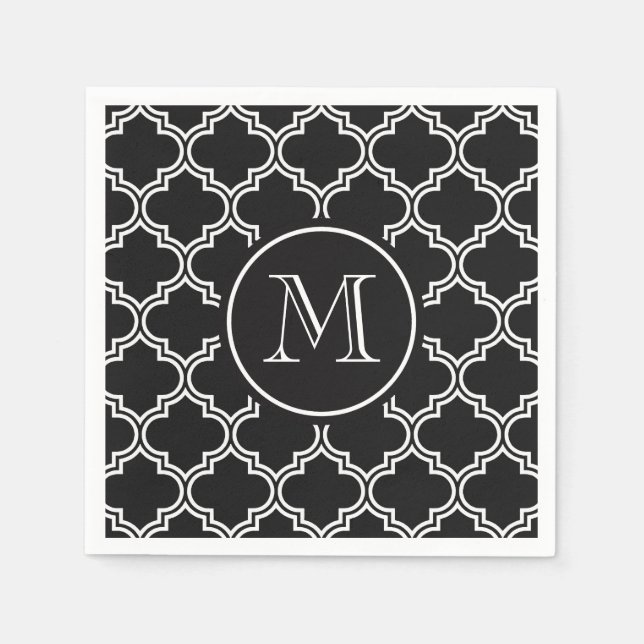Black and White Quatrefoil Napkins (Front)