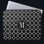 Black and White Quatrefoil Pattern Custom Monogram Laptop Sleeve<br><div class="desc">A classic and elegant design for anyone. Trendy colors and monograms are available. A retro pattern with a modern twist. Items are easier to customize when you replace all text first. If your art still needs to be adjusted, click on the Customize This button. This will take you to a...</div>