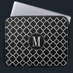Black and White Quatrefoil Pattern Custom Monogram Laptop Sleeve<br><div class="desc">A classic and elegant design for anyone. Trendy colors and monograms are available. A retro pattern with a modern twist. Items are easier to customize when you replace all text first. If your art still needs to be adjusted, click on the Customize This button. This will take you to a...</div>
