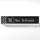 Black and White Quatrefoil Pattern Custom Monogram