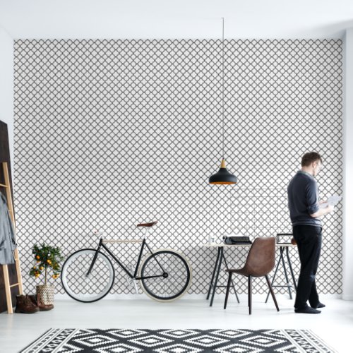 Black and White Quatrefoil Pattern Design Wallpaper