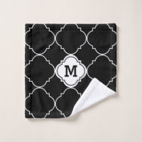 Black Hand and Bath Towels, Hand Towels, Custom Towels, Black, Black  Lattice, Black Bathroom, Black Towel, Quatrefoil Towel 