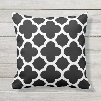Black And White Quatrefoil Pattern Outdoor Pillows by Richard__Stone at Zazzle