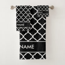Black and white quatrefoil pattern personalized